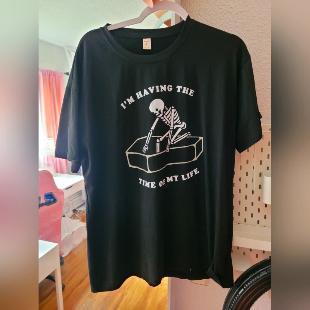 ROMWE Having the time of my life Skeleton mens shirt